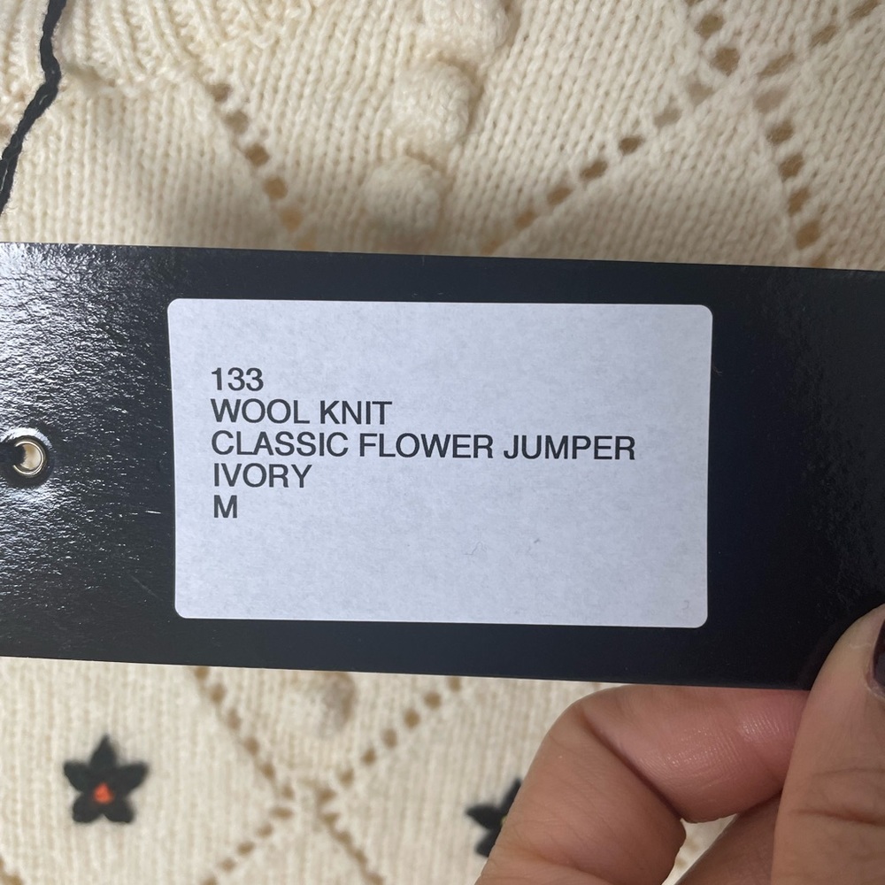 Embroidered Wool Ivory Crewneck - Picture 2 of 3